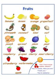 English Worksheet: Fruits