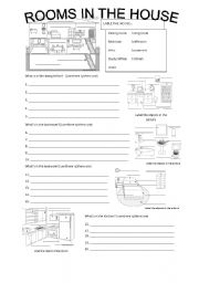 English Worksheet: rooms in the house