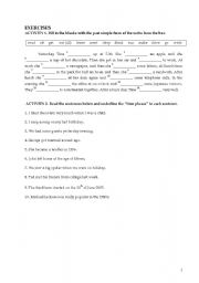 English worksheet: Exercises on past tense