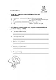 English worksheet: Past Progressive