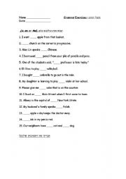 English worksheet: count non count nouns