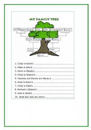 English Worksheet: My family tree