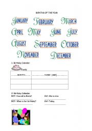 English Worksheet: Months of the year