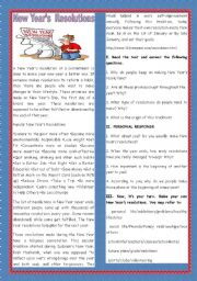 English Worksheet: TEENS AND NEW YEARS RESOLUTIONS