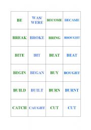 English worksheet: Irregular verbs memory