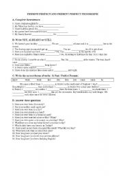 English Worksheet: present perfect&progressive tense