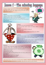 English Worksheet: Issue 1: the missing luggage [conversation & role play] ***editable