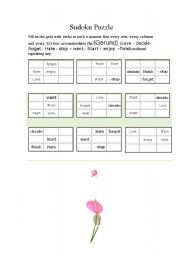 English Worksheet: Game --Sudoku Puzzle (Gerund)