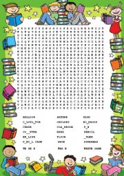 English Worksheet: classroom vocabulary wordsearch
