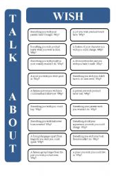 English Worksheet: Wish - 18 conversation cards (editable)