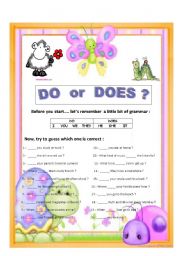 English Worksheet: DO OR DOES ?