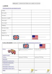 English Worksheet: a webquest :compare British and American symbols