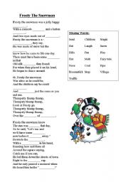 English Worksheet: Frosty The Snowman Song & Activity