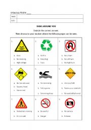 Speaking and Reading Test: Signs Around You