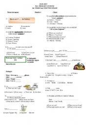English Worksheet: exam for 5th grade