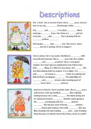 English Worksheet: THREE DESCRIPTIONS