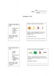 English worksheet: food worksheet 