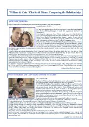 English Worksheet: William & Kate/Charles & Diana: Comparing the relationships