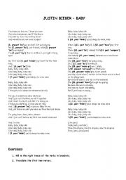 Justin Bieber Baby Lyrics Exercises