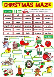 English Worksheet: CHRISTMAS MAZE