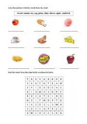 English worksheet: food