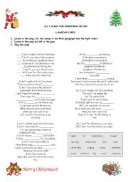 English Worksheet: All I want for Christmas is you. Mariah Careys Song