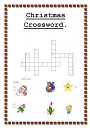 English worksheet: Christmas Crosswords