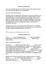 English Worksheet: The Lucia Festival in Sweden - Festival of Light