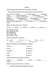 English Worksheet: 6th grade quiz paper