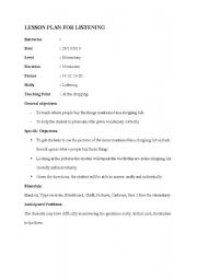 English Worksheet: listening lesson plan 