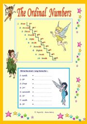 English Worksheet: The Ordinal Numbers fro ( 1st to 10th )