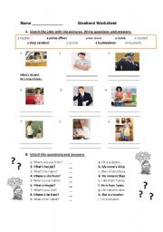 English Worksheet: Jobs my- his- her possesive adjectives