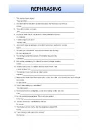 English Worksheet: REPHRASING