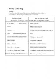 English worksheet: converstion practice