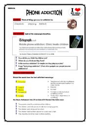 English Worksheet: Phone addiction