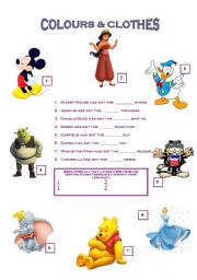 English worksheet: colours and clothes