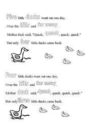 English Worksheet: 5 little ducks