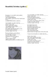 English worksheet: Song - Beautiful