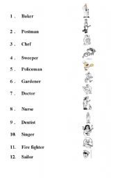 English worksheet: Job cross matching worksheet