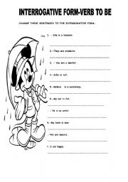 English Worksheet: INTERROGATIVE FORM -VERB TO BE