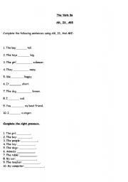 English worksheet: the verb be