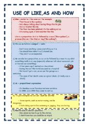 English Worksheet: AS, LIKE AND HOW. DISTINGUISH THEM VERY EASILY. YOLANDA