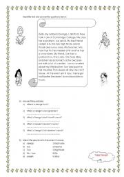 English Worksheet: illnesses reading text and questions