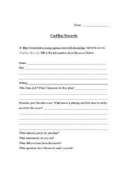 English worksheet: Cadillac Records Movie Worksheet