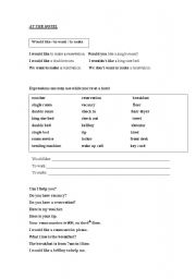 English worksheet: At the Hotel