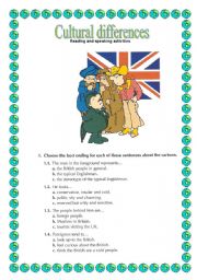 English Worksheet: Cultural differences 2/2