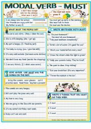 English Worksheet: MODAL VERB - MUST