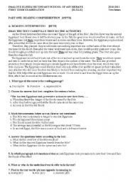 English Worksheet: first term exam for third year
