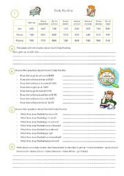 English Worksheet: Daily Routine