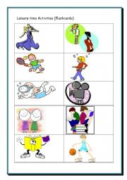English Worksheet: Leisure Time Activities (Flashcards)
